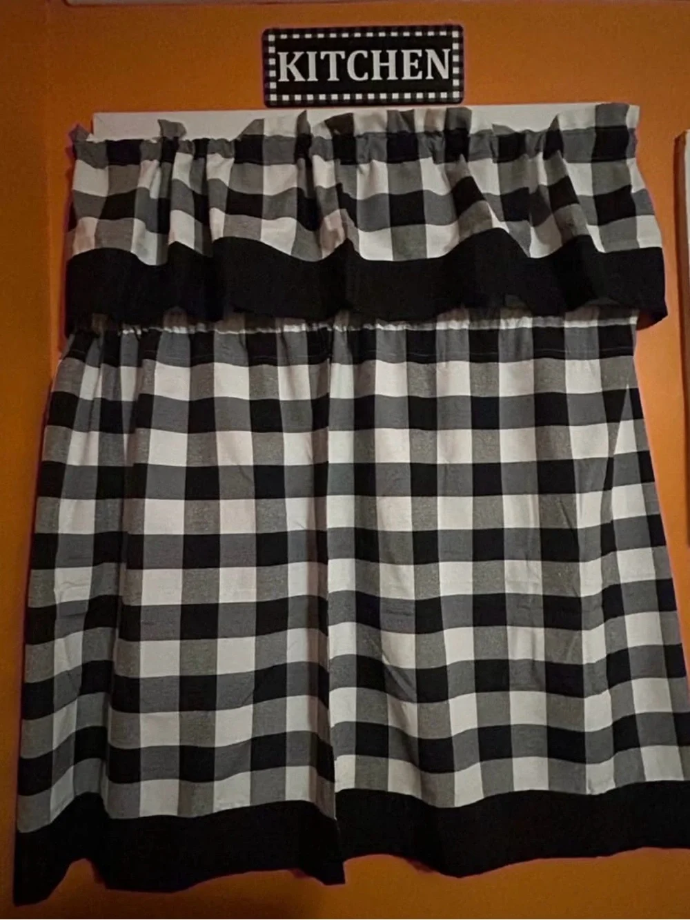 Black and White Buffalo Check Kitchen Curtain Set